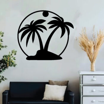 Intra απο ξύλο plywood 3mm-4mm πάχος – Palm Tree Metal Wall Art, Αρχείο κοπής με λέιζερ Δίασταση  40x30 cm INTRAFABR-64303056 - Image 3
