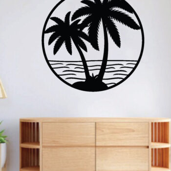 Intra απο ξύλο plywood 3mm-4mm πάχος – Palm Tree Metal Wall Art, Αρχείο κοπής με λέιζερ Δίασταση  40x30 cm INTRAFABR-64302224 - Image 2