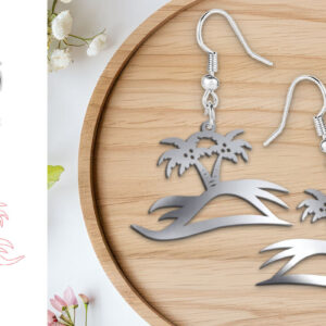 Intra απο ξύλο plywood 3mm-4mm πάχος – Αρχείο κοπής με λέιζερ καλοκαιρινά σκουλαρίκια Palm Tree Δίασταση  5x5 cm INTRAFABR-121424244