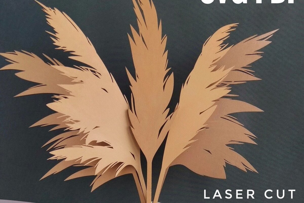 Intra απο ξύλο plywood 3mm-4mm πάχος – Αρχείο κοπής με λέιζερ Pampas Grass Δίασταση  20x20 cm INTRAFABR-33676019