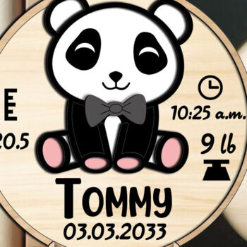 Intra απο ξύλο plywood 3mm-4mm πάχος – Panda Baby Ανακοίνωση Round Board Δίασταση  20x20 cm INTRAFABR-116164788 - Image 2