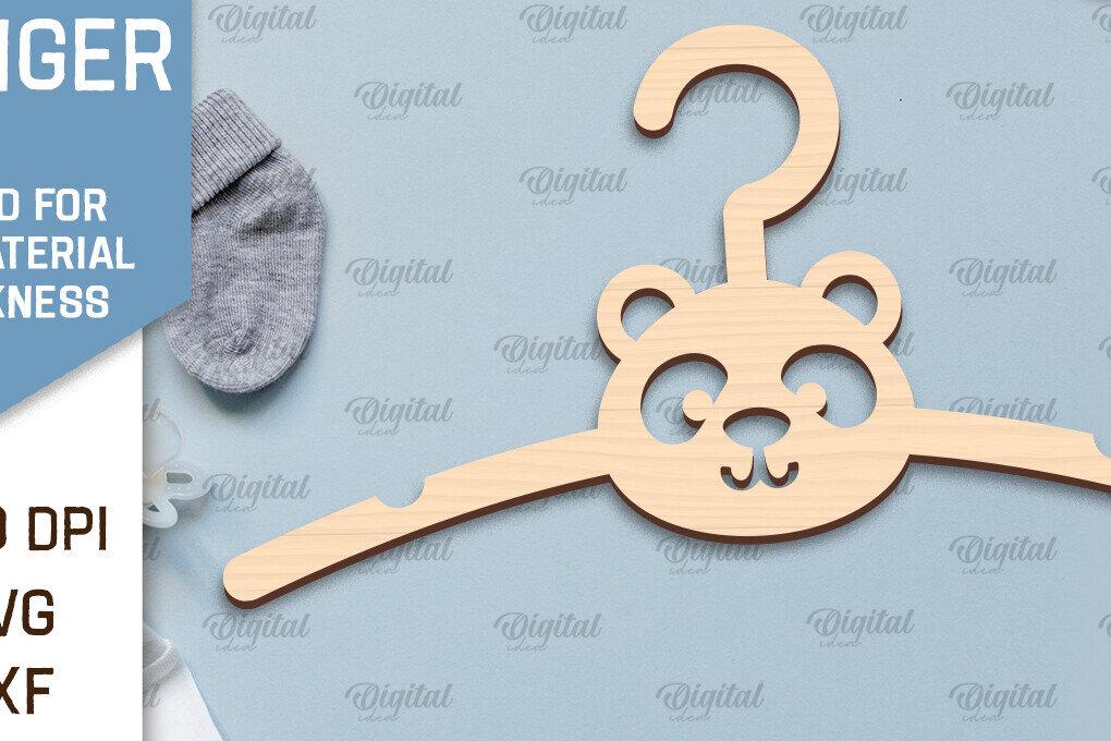 Intra απο ξύλο plywood 3mm-4mm πάχος – Κρεμάστρα μωρών Panda Laser κοπής Δίασταση  20x20 cm INTRAFABR-99139133