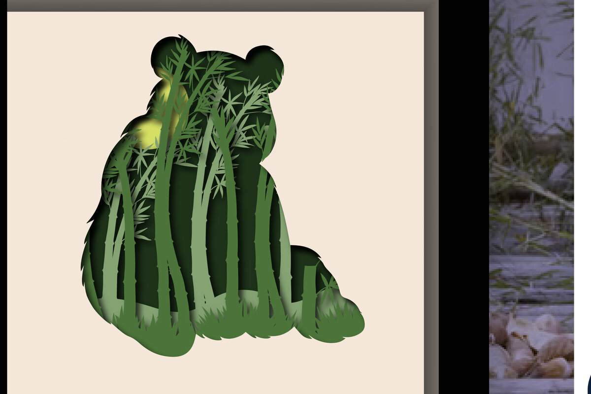 Intra απο ξύλο plywood 3mm-4mm πάχος – Panda Bamboo Forest Laser Δίασταση  20x20 cm INTRAFABR-28385116