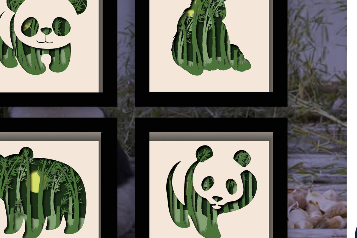 Intra απο ξύλο plywood 3mm-4mm πάχος – Πακέτο Panda Bamboo Forest Layer Δίασταση  20x20 cm INTRAFABR-28385407