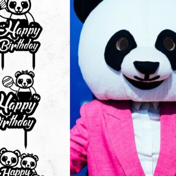 Intra απο ξύλο plywood 3mm-4mm πάχος – Panda Happy Birthday Topper Bundle Δίασταση  20x20 cm INTRAFABR-65746827 - Image 1