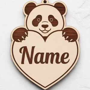 Intra απο ξύλο plywood 3mm-4mm πάχος – Panda Heart Name Keychain Δίασταση  5x5 cm INTRAFABR-122895764