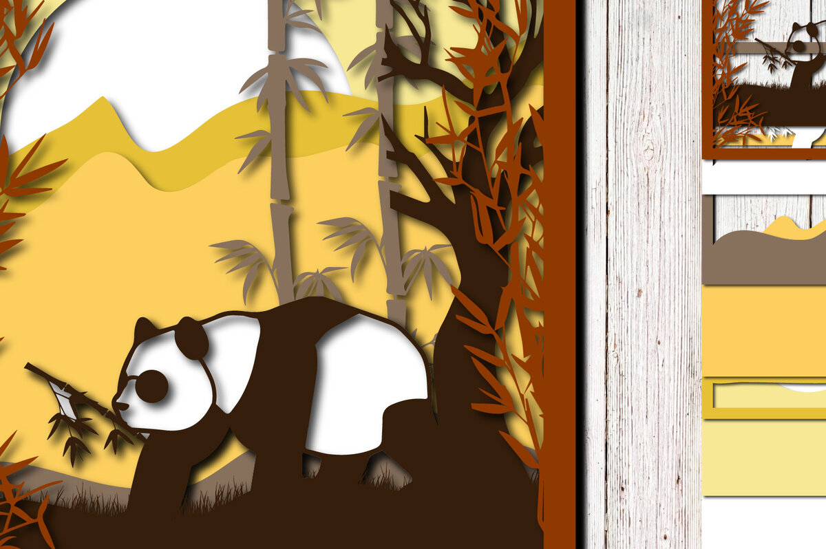 Intra απο ξύλο plywood 3mm-4mm πάχος – Panda σε πολυστρωματική κοπή λέιζερ ζούγκλας Δίασταση  20x20 cm INTRAFABR-23313918