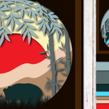 Intra απο ξύλο plywood 3mm-4mm πάχος – Panda σε πολυστρωματική κοπή λέιζερ ζούγκλας Δίασταση  20x20 cm INTRAFABR-23313926 - Image 1