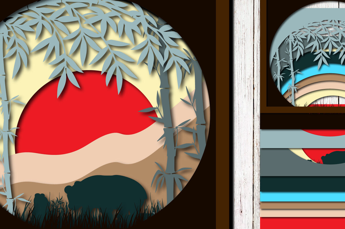 Intra απο ξύλο plywood 3mm-4mm πάχος – Panda σε πολυστρωματική κοπή λέιζερ ζούγκλας Δίασταση  20x20 cm INTRAFABR-23313926