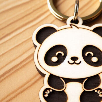 Intra απο ξύλο plywood 3mm-4mm πάχος – Κοπή λέιζερ μπρελόκ Panda | DXF | Δίασταση  5x5 cm INTRAFABR-104885958 - Image 1