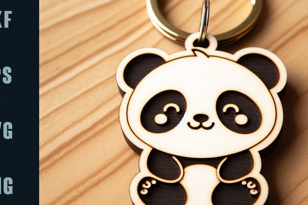 Intra απο ξύλο plywood 3mm-4mm πάχος – Κοπή λέιζερ μπρελόκ Panda | DXF | Δίασταση  5x5 cm INTRAFABR-104885958