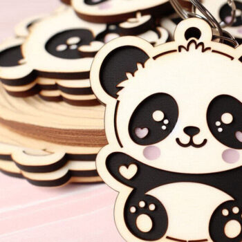 Intra απο ξύλο plywood 3mm-4mm πάχος – Κοπή λέιζερ μπρελόκ Panda | DXF | Δίασταση  5x5 cm INTRAFABR-105055138 - Image 1