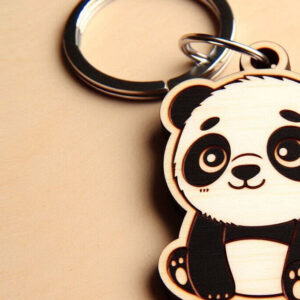 Intra απο ξύλο plywood 3mm-4mm πάχος – Κοπή λέιζερ μπρελόκ Panda | DXF | Δίασταση  5x5 cm INTRAFABR-103921413