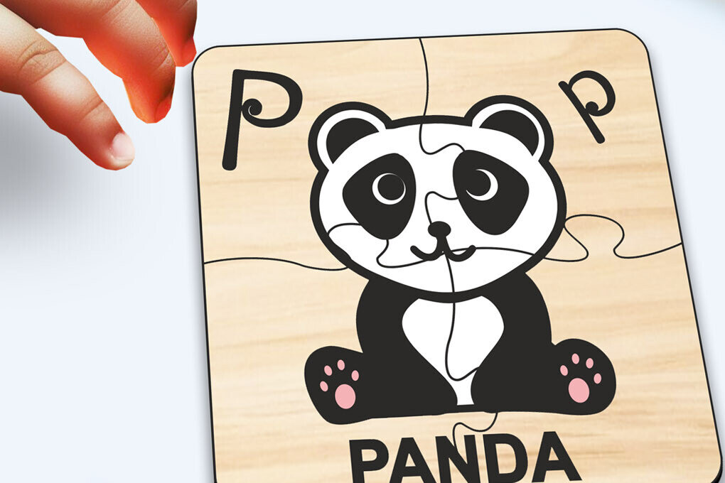 Intra απο ξύλο plywood 3mm-4mm πάχος – Panda KPuzzle Baby Παιχνίδι για παιδιά Δίασταση  20x20 cm INTRAFABR-117287644