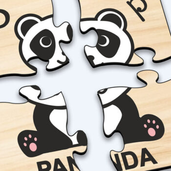 Intra απο ξύλο plywood 3mm-4mm πάχος – Panda KPuzzle Baby Παιχνίδι για παιδιά Δίασταση  20x20 cm INTRAFABR-117287644 - Image 3