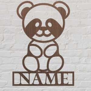 Intra απο ξύλο plywood 3mm-4mm πάχος – Πινακίδα ονόματος Panda Δίασταση 20x20 cm INTRAFABR-75893839