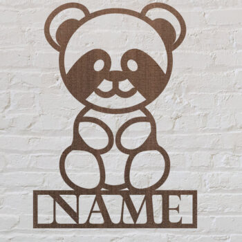 Intra απο ξύλο plywood 3mm-4mm πάχος – Πινακίδα ονόματος Panda Δίασταση 20x20 cm INTRAFABR-75893839 - Image 1