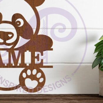 Intra απο ξύλο plywood 3mm-4mm πάχος – Πρότυπο κοπής λέιζερ Name Panda Δίασταση 20x20 cm INTRAFABR-80588942 - Image 1