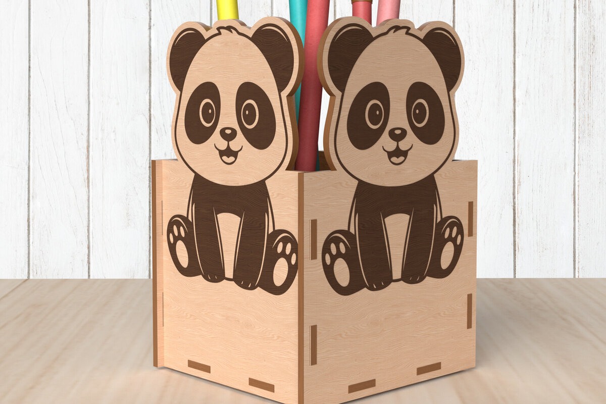 Intra απο ξύλο plywood 3mm-4mm πάχος – Στήριγμα στυλό Panda Cut Laser Δίασταση  20x20 cm INTRAFABR-118602901