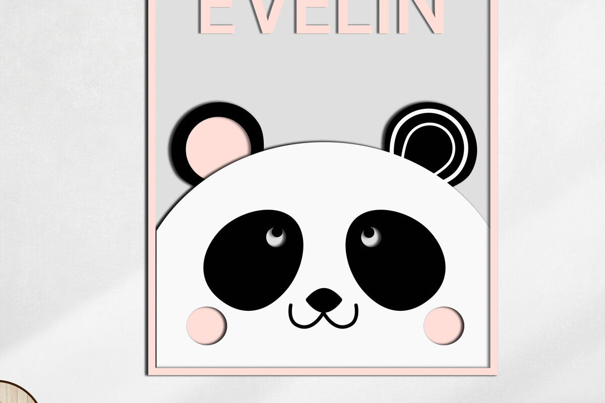 Intra απο ξύλο plywood 3mm-4mm πάχος – Αρχείο κοπής πολλαπλών επιπέδων Panda Wall Panno Δίασταση  20x20 cm INTRAFABR-99805080