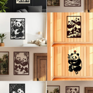 Intra απο ξύλο plywood 3mm-4mm πάχος – Σετ κοπής με λέιζερ τοίχου Panda Δίασταση  40x30 cm INTRAFABR-121971947