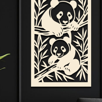 Intra απο ξύλο plywood 3mm-4mm πάχος – Σετ κοπής με λέιζερ τοίχου Panda Δίασταση  40x30 cm INTRAFABR-121971947 - Image 6