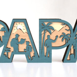 Intra απο ξύλο plywood 3mm-4mm πάχος – Papa 3D Travel Theme Layered σημάδι Δίασταση 20x20 cm INTRAFABR-121728786