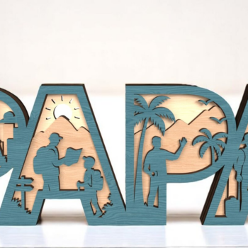 Intra απο ξύλο plywood 3mm-4mm πάχος – Papa 3D Travel Theme Layered σημάδι Δίασταση 20x20 cm INTRAFABR-121728786 - Image 5