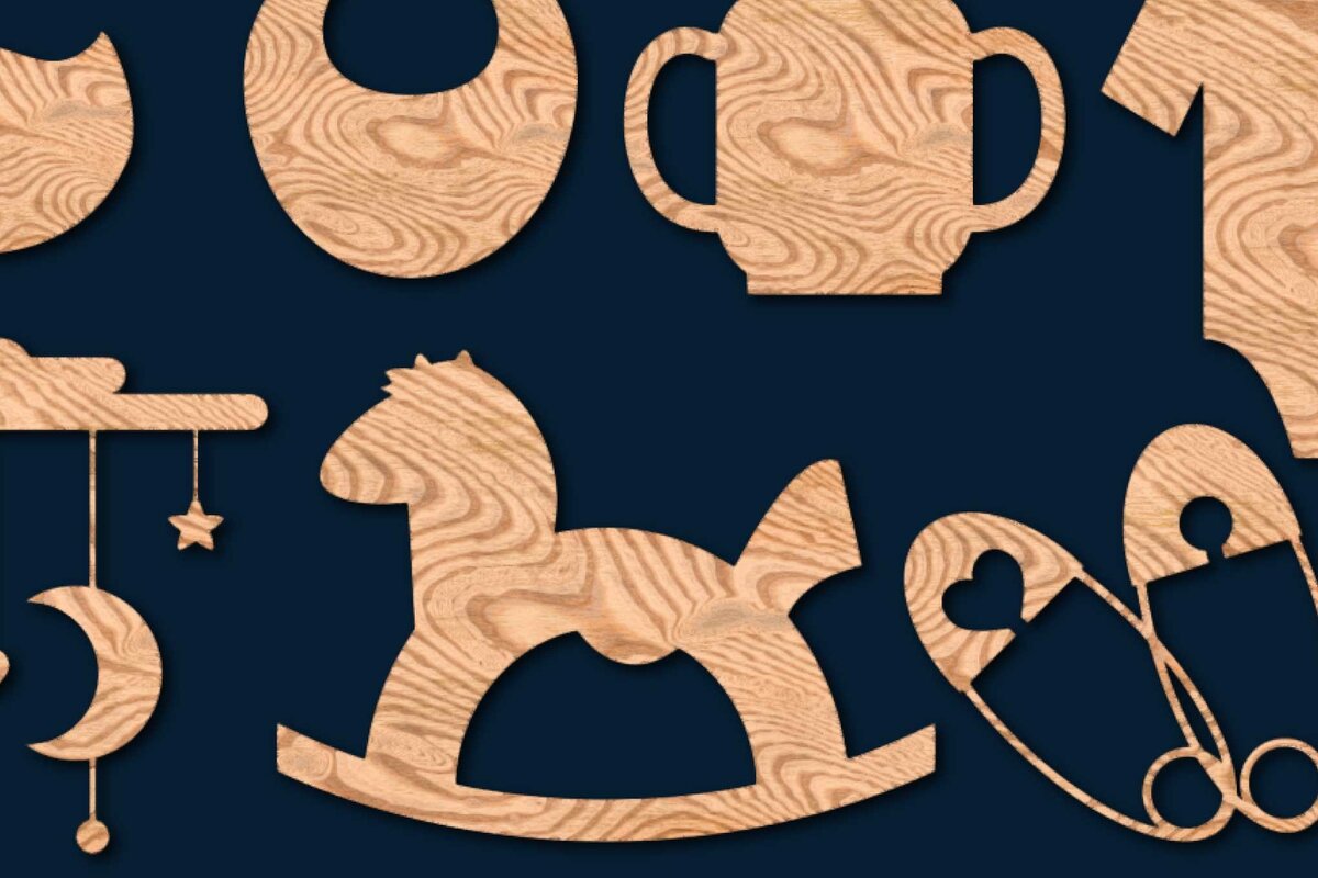 Intra απο ξύλο plywood 3mm-4mm πάχος – Πακέτο Paper Cut Baby Element Δίασταση  20x20 cm INTRAFABR-72300984