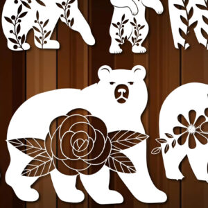 Intra απο ξύλο plywood 3mm-4mm πάχος – Χάρτινο κομμένο Bear Flowers Mega Bundle Δίασταση  20x20 cm INTRAFABR-29563288