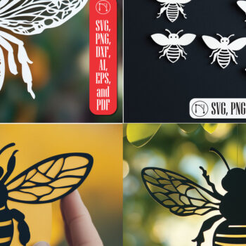 Intra απο ξύλο plywood 3mm-4mm πάχος – Paper Cut Bee Bundle Δίασταση  20x20 cm INTRAFABR-107608689 - Image 1