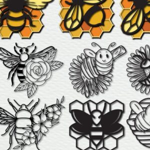 Intra απο ξύλο plywood 3mm-4mm πάχος – Paper Cut Bee, Dxf Cut Bundle Δίασταση 20x20 cm INTRAFABR-35160926