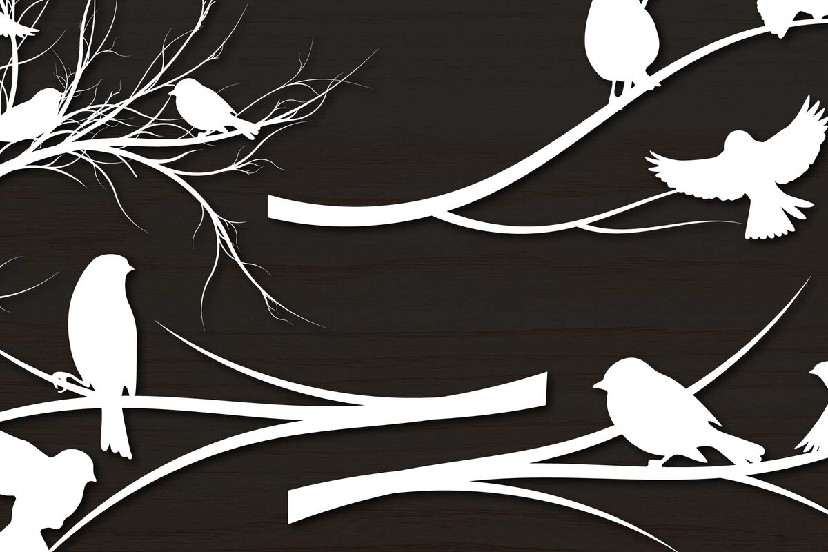 Intra απο ξύλο plywood 3mm-4mm πάχος – Paper Cut Bird in Tree Branch Bundle Δίασταση  20x20 cm INTRAFABR-69283467