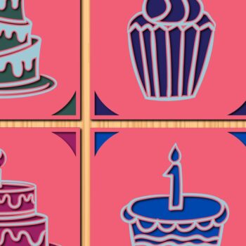 Intra απο ξύλο plywood 3mm-4mm πάχος – Πακέτο για κάρτα γενεθλίων με κομμένο χαρτί Δίασταση  20x20 cm INTRAFABR-35055088 - Image 1