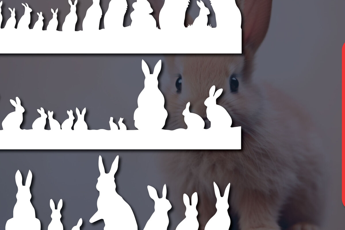 Intra απο ξύλο plywood 3mm-4mm πάχος – Paper Cut Bunny Decor Bundle Δίασταση  20x20 cm INTRAFABR-89117345