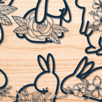 Intra απο ξύλο plywood 3mm-4mm πάχος – Paper Cut Bunny Flowers 3d Bundle Δίασταση 20x20 cm INTRAFABR-30203639 - Image 1
