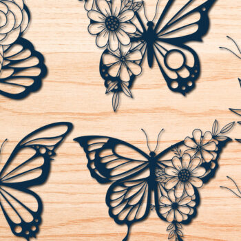 Intra απο ξύλο plywood 3mm-4mm πάχος – Πακέτο Flowers Butterfly Paper Cut Δίασταση  20x20 cm INTRAFABR-30115191 - Image 1
