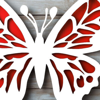 Intra απο ξύλο plywood 3mm-4mm πάχος – Paper Cut Butterfly Δίασταση  20x20 cm INTRAFABR-113928279 - Image 1