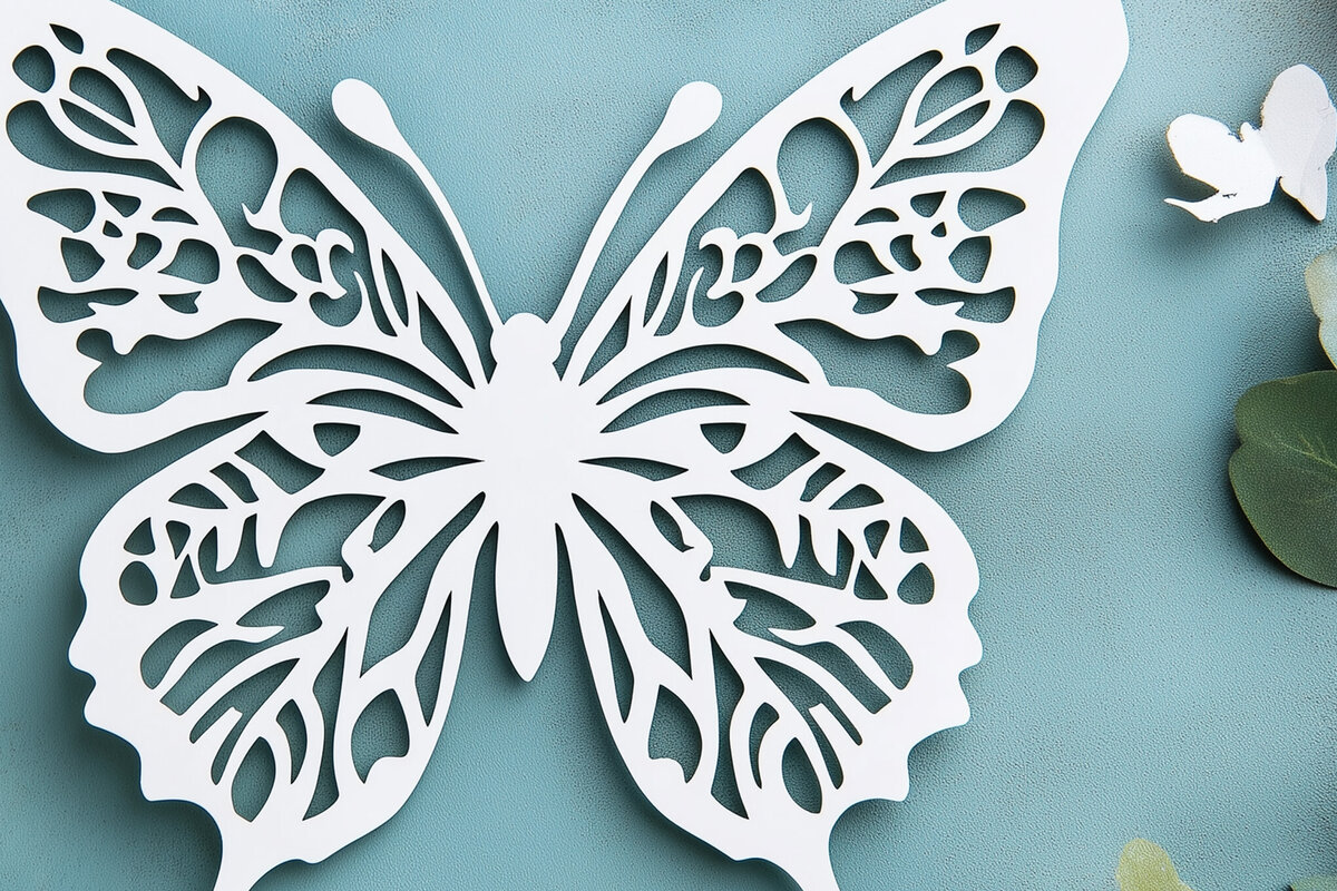 Intra απο ξύλο plywood 3mm-4mm πάχος – Paper Cut Butterfly Δίασταση  20x20 cm INTRAFABR-113933502