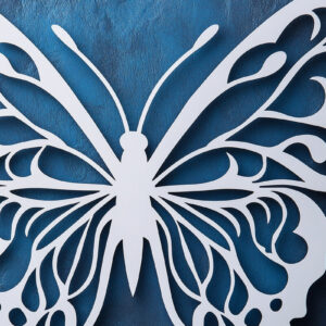 Intra απο ξύλο plywood 3mm-4mm πάχος – Paper Cut Butterfly Δίασταση  20x20 cm INTRAFABR-114381320