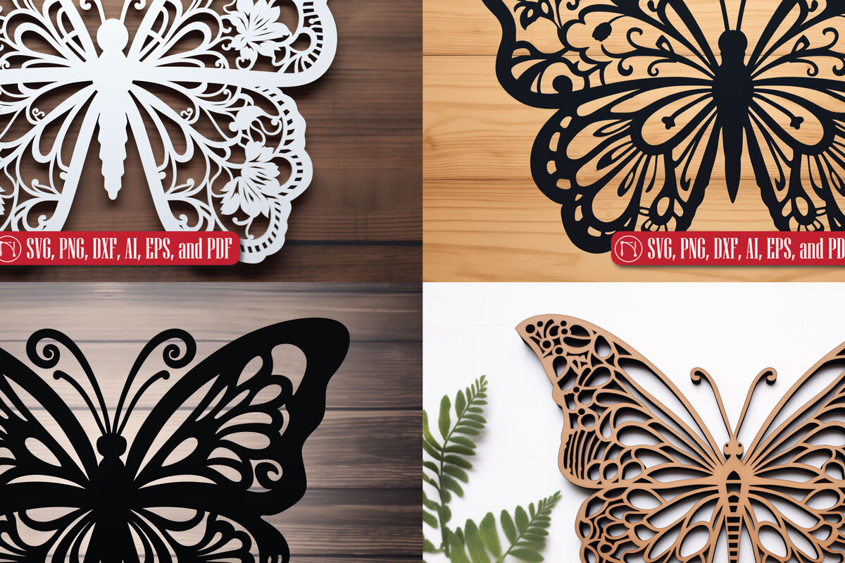 Intra απο ξύλο plywood 3mm-4mm πάχος – Paper Cut Butterfly Bundle Δίασταση  20x20 cm INTRAFABR-90440259