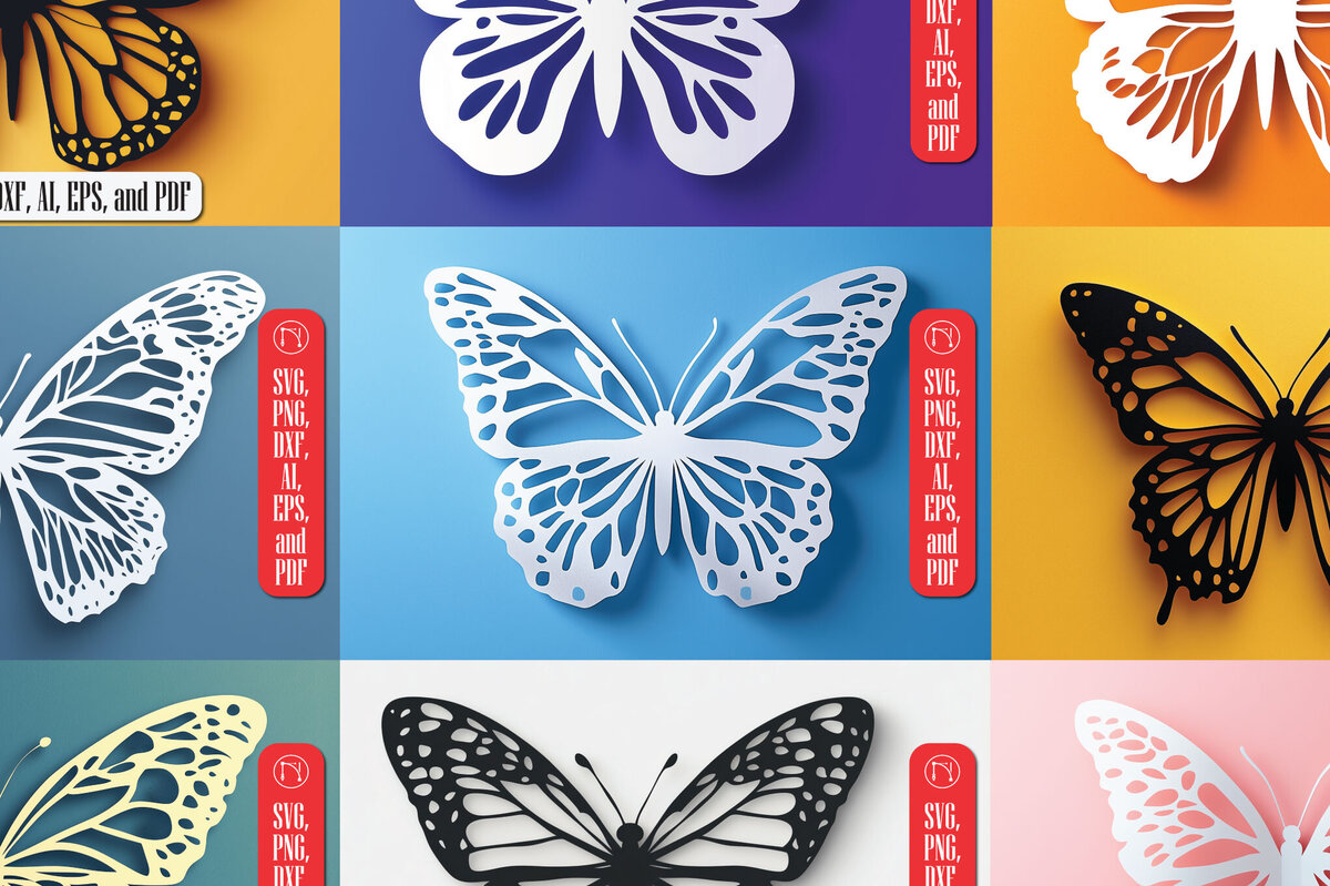 Intra απο ξύλο plywood 3mm-4mm πάχος – Paper Cut Butterfly Bundle Δίασταση  20x20 cm INTRAFABR-108172914