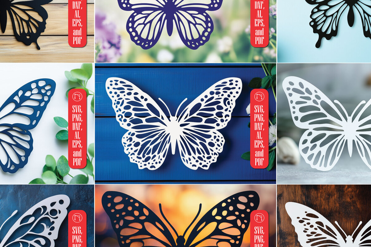 Intra απο ξύλο plywood 3mm-4mm πάχος – Paper Cut Butterfly Bundle Δίασταση  20x20 cm INTRAFABR-114388534