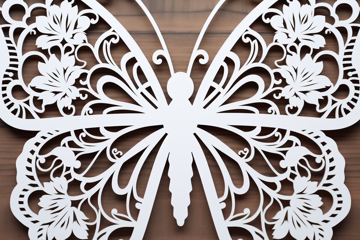 Intra απο ξύλο plywood 3mm-4mm πάχος – Paper Cut Butterfly Δίασταση  20x20 cm INTRAFABR-90412481