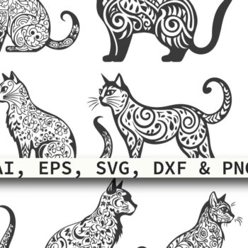 Intra απο ξύλο plywood 3mm-4mm πάχος – Paper Cut Cat Silhouette Mega Bundle Δίασταση  20x20 cm INTRAFABR-80626298 - Image 1