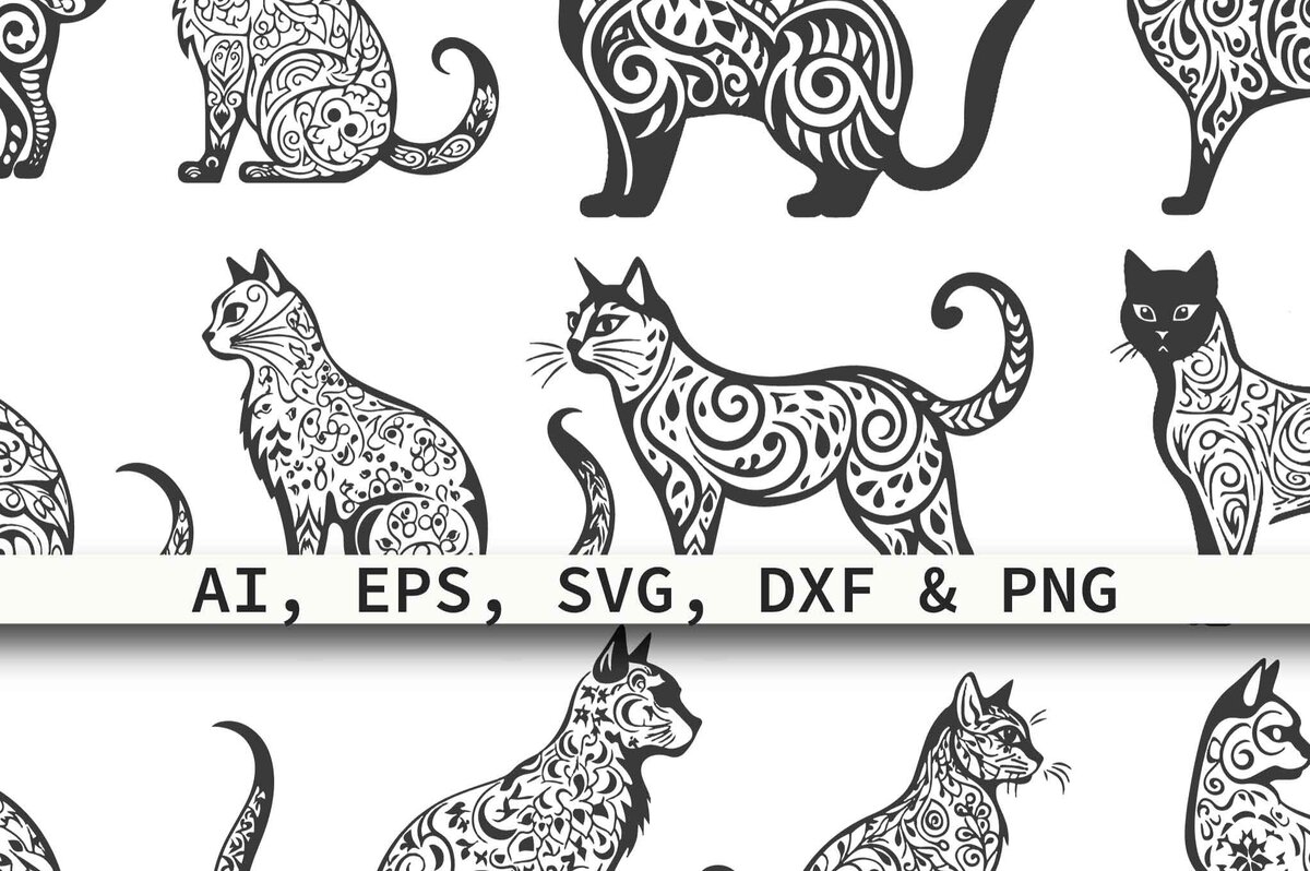 Intra απο ξύλο plywood 3mm-4mm πάχος – Paper Cut Cat Silhouette Mega Bundle Δίασταση  20x20 cm INTRAFABR-80626298