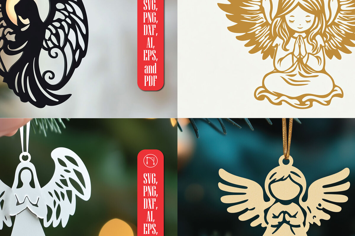 Intra απο ξύλο plywood 3mm-4mm πάχος – Δέσμη Χριστουγεννιάτικου Αγγέλου κομμένη χαρτί Δίασταση  20x20 cm INTRAFABR-107873274