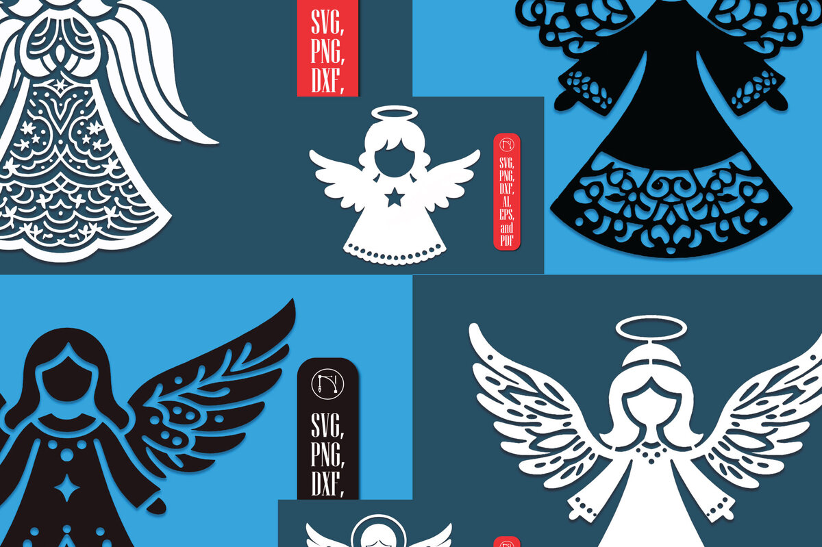 Intra απο ξύλο plywood 3mm-4mm πάχος – Δέσμη Χριστουγεννιάτικου Αγγέλου κομμένη χαρτί Δίασταση  20x20 cm INTRAFABR-111061572