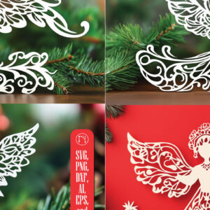 Intra απο ξύλο plywood 3mm-4mm πάχος – Πακέτο Χριστουγεννιάτικου Αγγέλου σε χαρτί Δίασταση  20x20 cm INTRAFABR-107367522