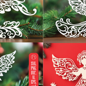 Intra απο ξύλο plywood 3mm-4mm πάχος – Πακέτο Χριστουγεννιάτικου Αγγέλου σε χαρτί Δίασταση  20x20 cm INTRAFABR-107367522 - Image 1